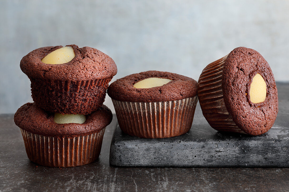 Chocolate and pear muffins