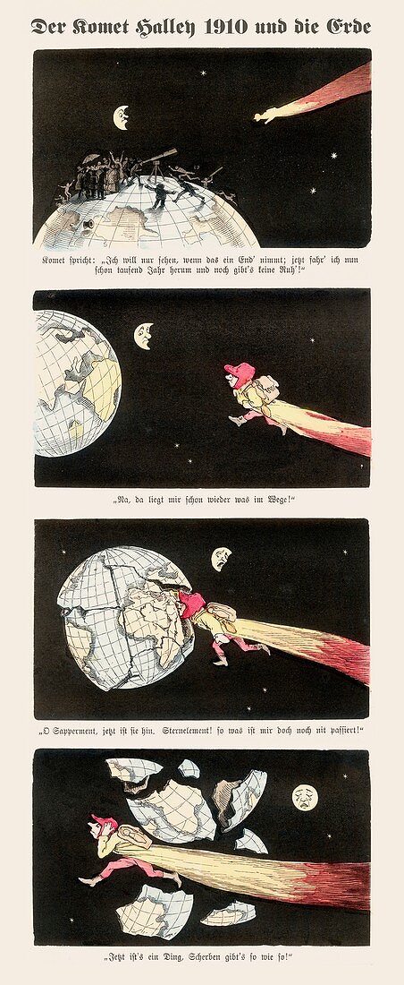 Halley's comet causing end of the world, 1910 illustration