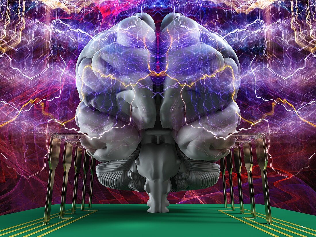 Brain-computer interface, conceptual illustration