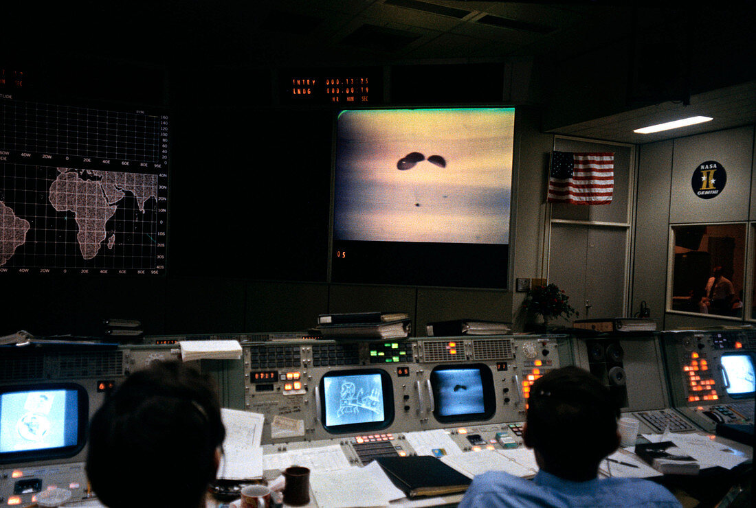 Mission control during Apollo 13 splashdown