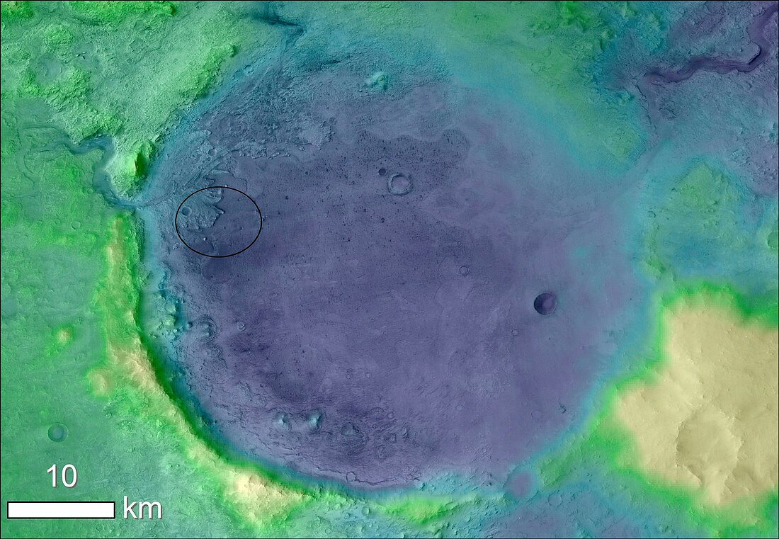 Target landing area for Perseverance, composite image