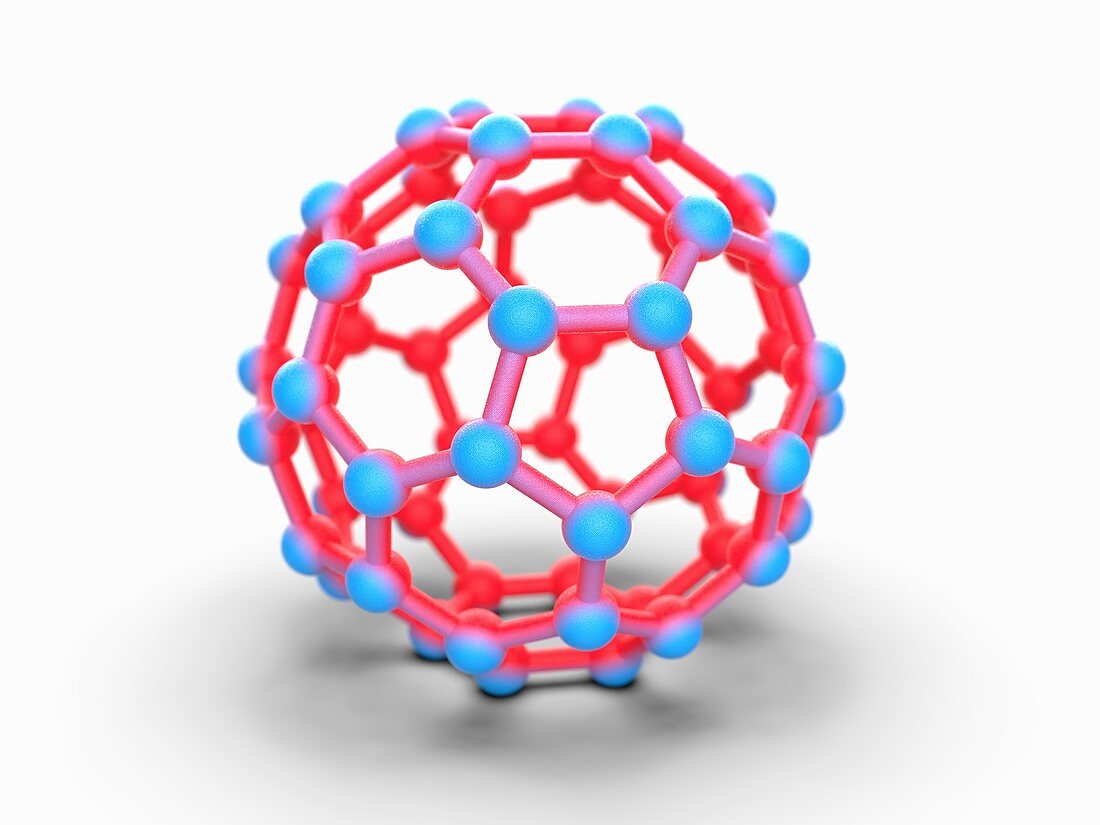 Buckyball C60 molecule, illustration