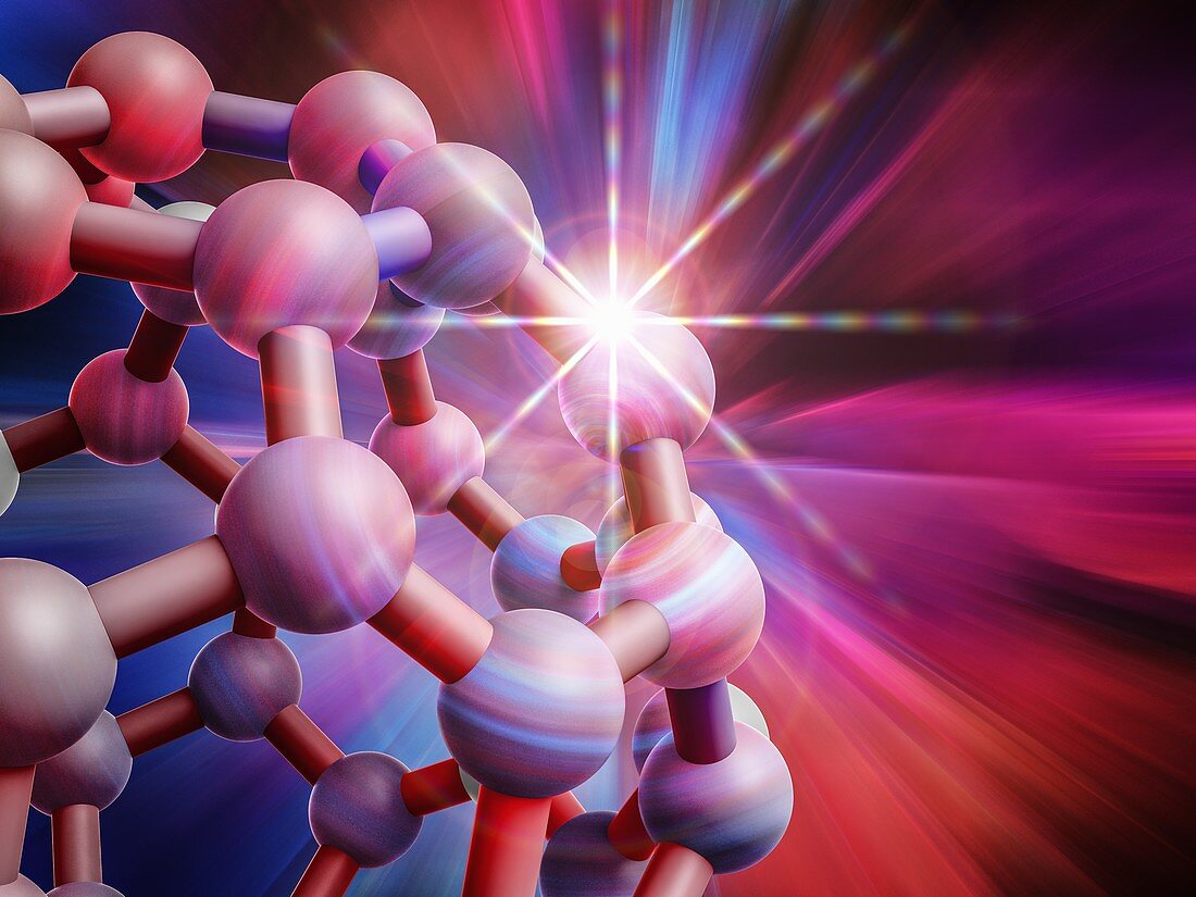 Buckyball C60 molecule detail, illustration