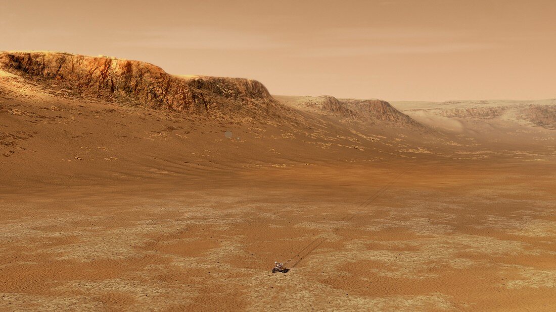 Perseverance rover on Mars, illustration