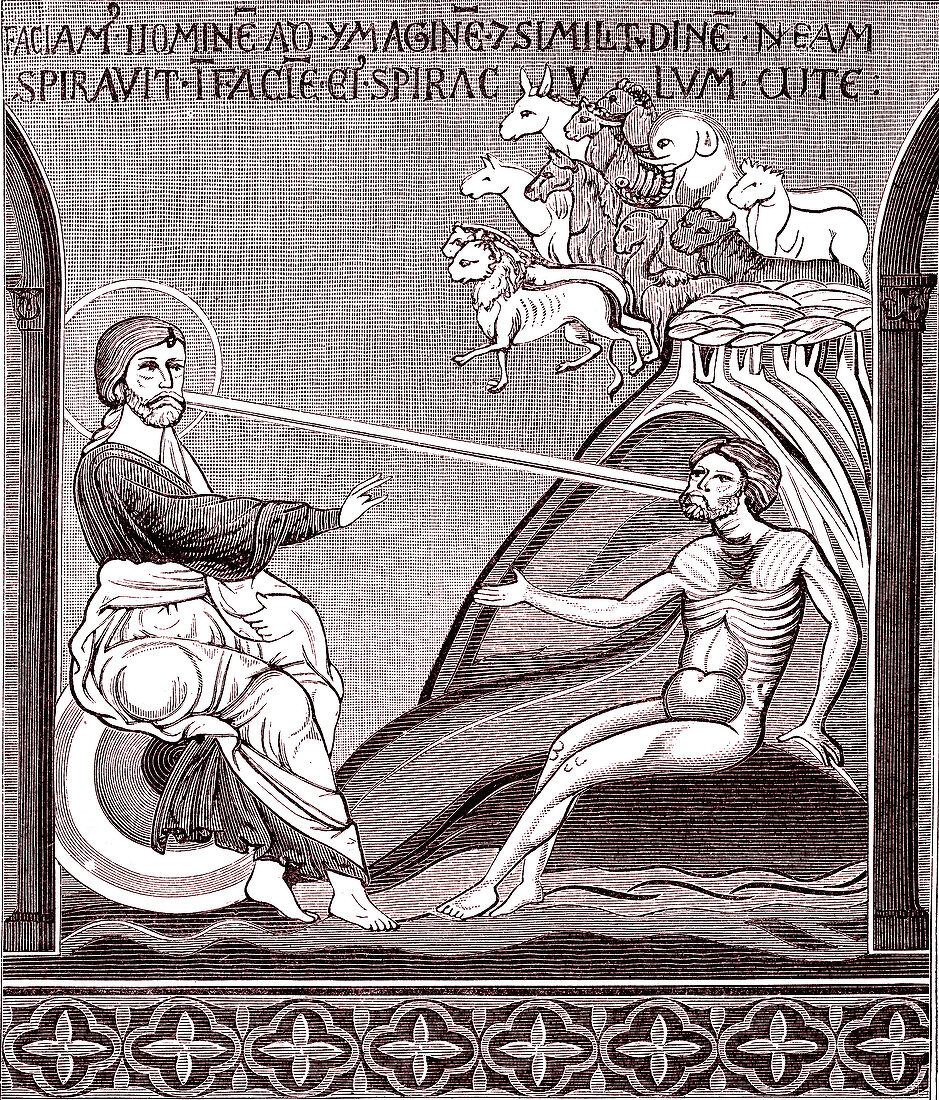 Creation of Adam, 7th century mosaic