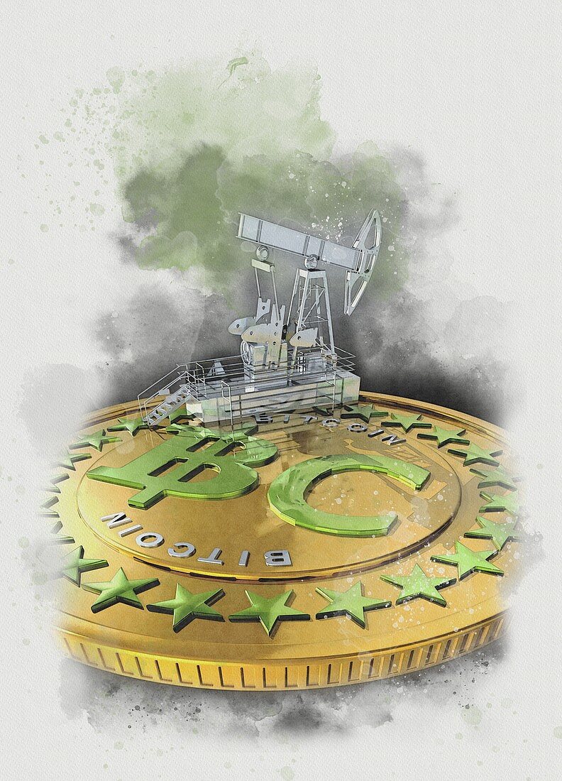 Bitcoin mining, conceptual illustration