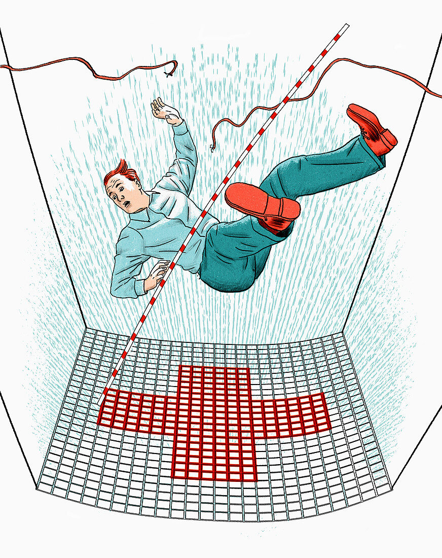 Falling into a healthcare safety net, illustration