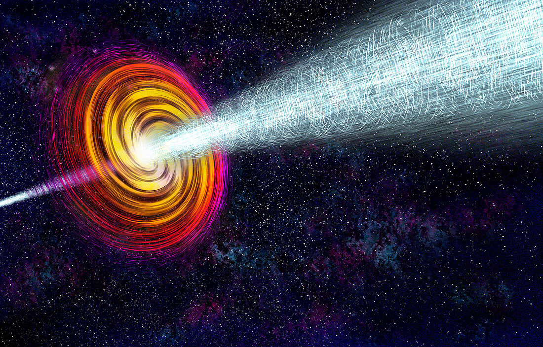 Gamma-ray burst and star collapse, illustration