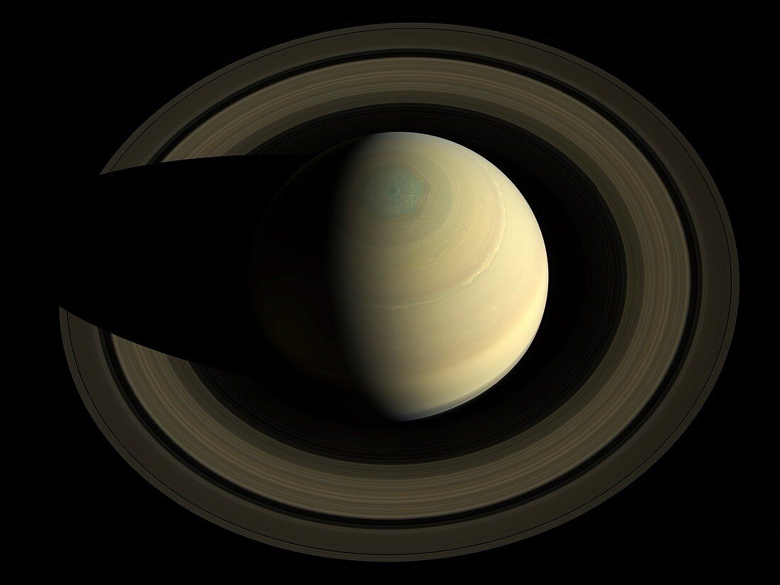 Saturn's north pole and rings, Cassini image