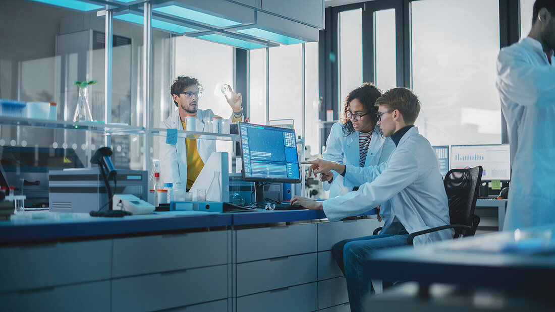 Laboratory scientists analysing test samples