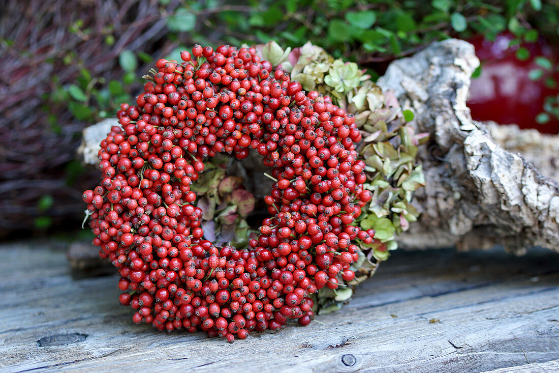 Wreath of mini rose hips