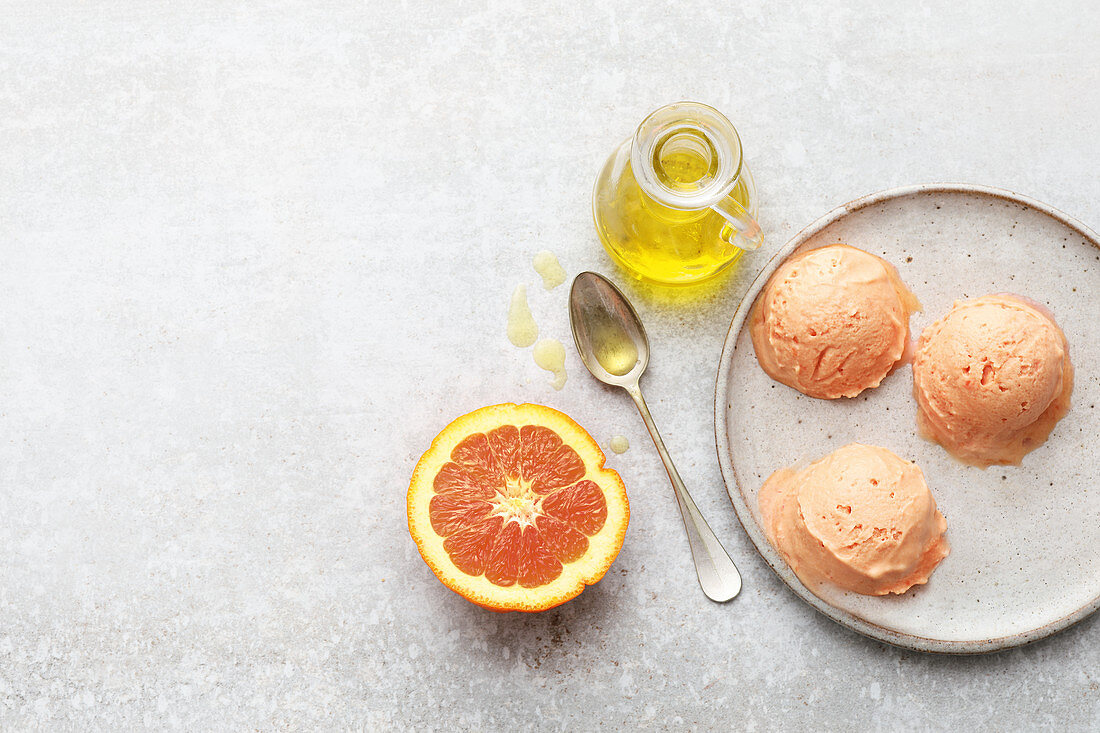 Vegan orange and olive oil sorbet