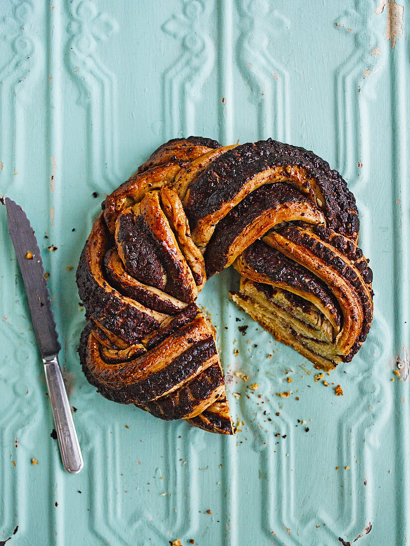 Double chocolate and raspberry babka