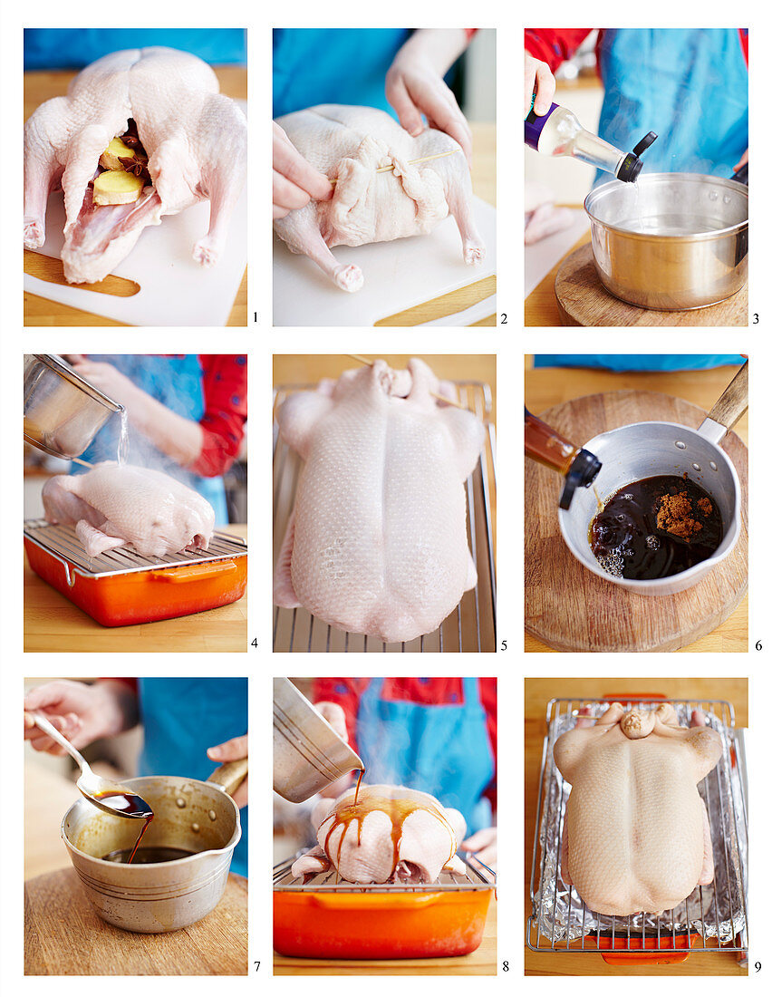 Preparing Chinese crispy duck