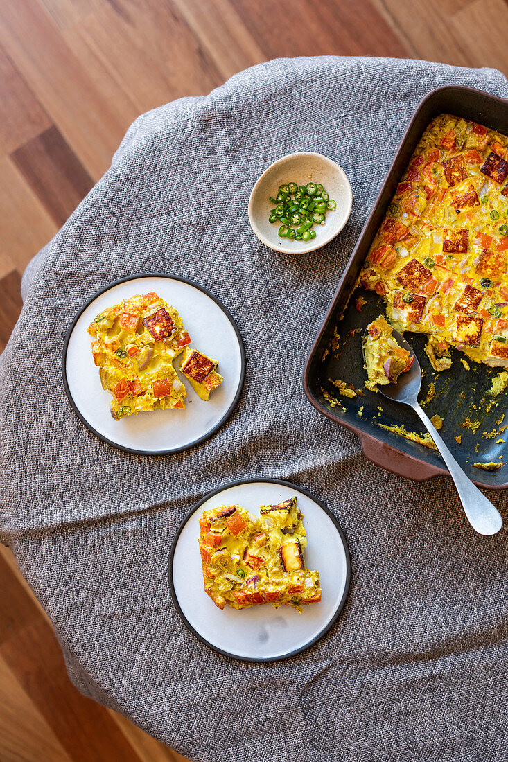 Oven Baked Masala Style Omelette with Paneer