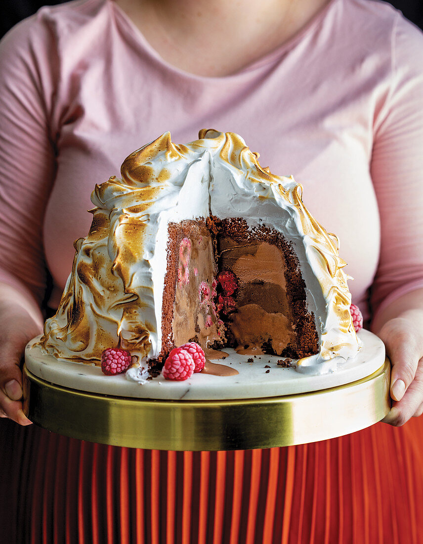 Raspberry Chocolate Ice-Cream Bombe