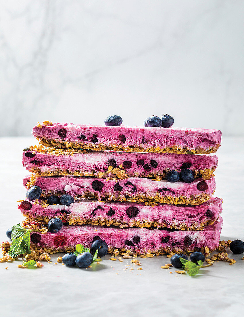 Granola and Frozen Yoghurt Bars with Blueberries