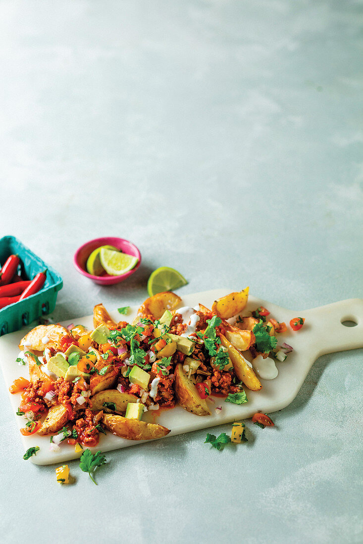 Loaded Wedges with Tomato mince
