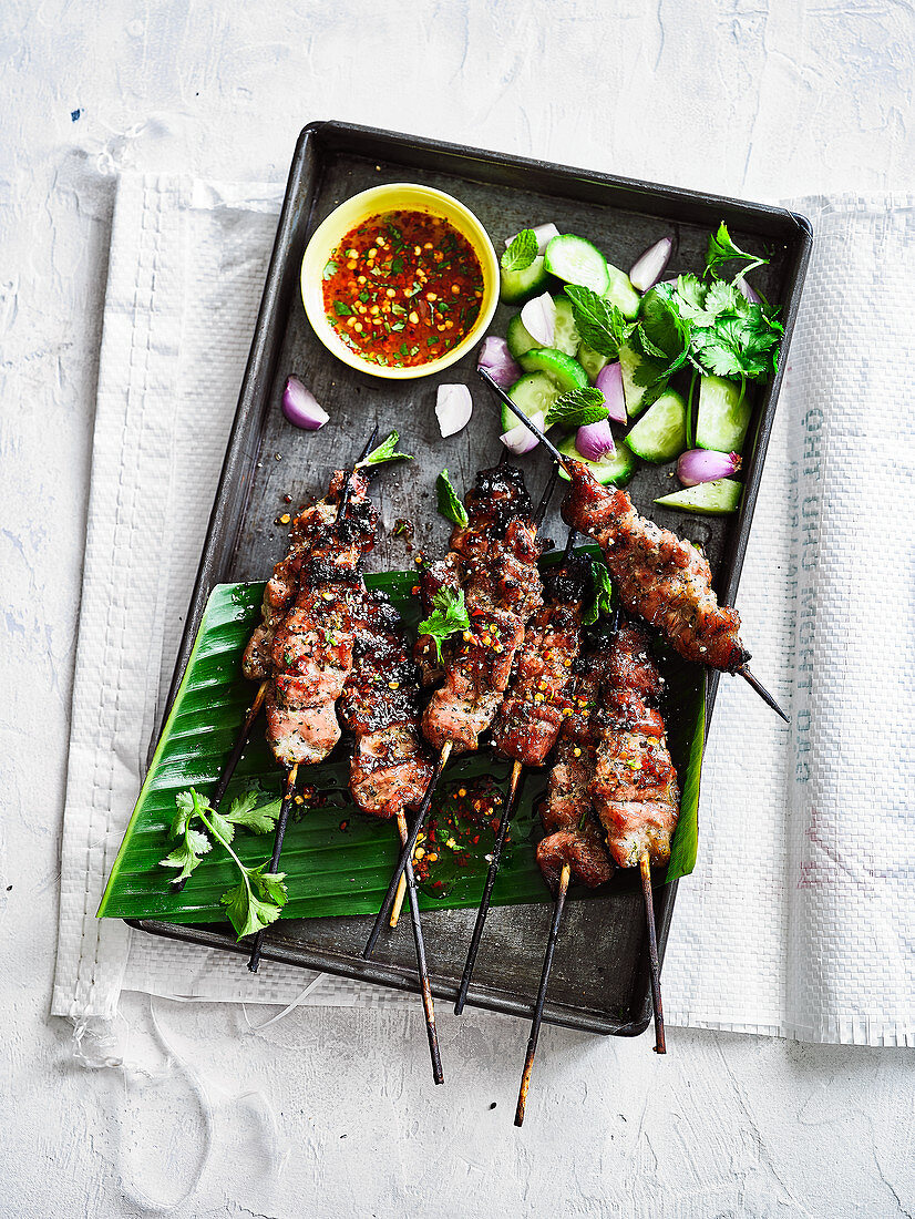 Spice Alley Grilled Thai Coconut Pork Skewers Palm Sugar Glaze