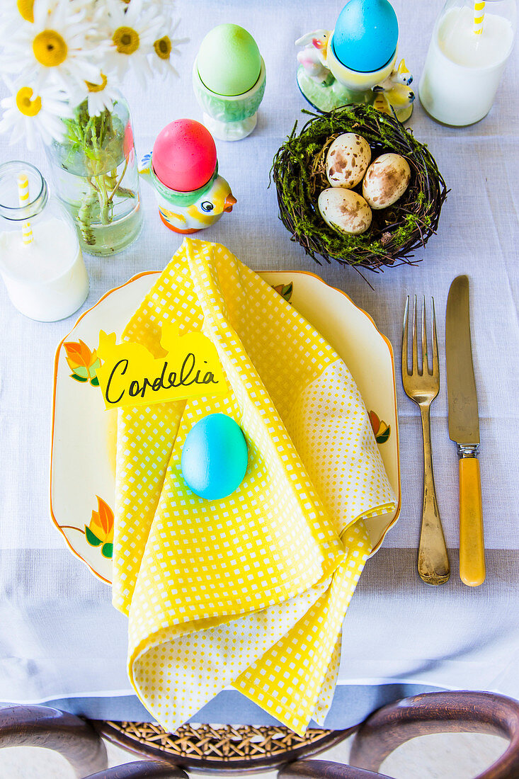 Colourful easter table setting