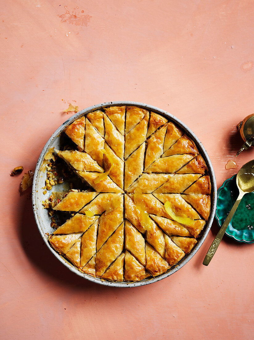 Baklava in baking dish