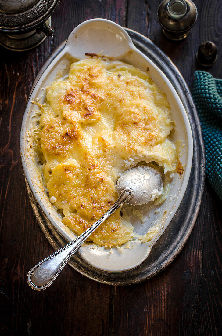 Potato Dauphinoise in baking dish