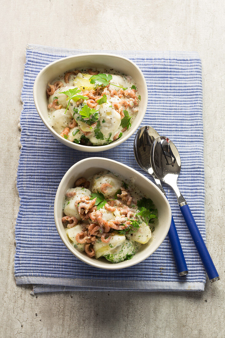 Freisian leek dish - potatoes with North Sea shrimps