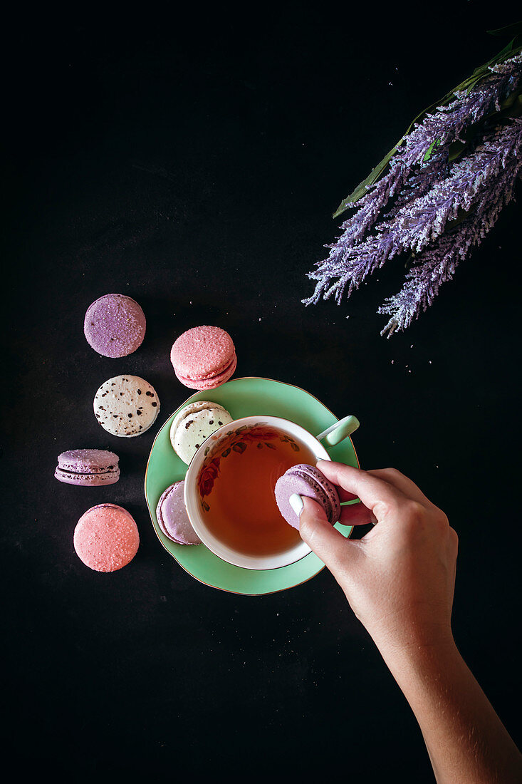 Macarons and tea