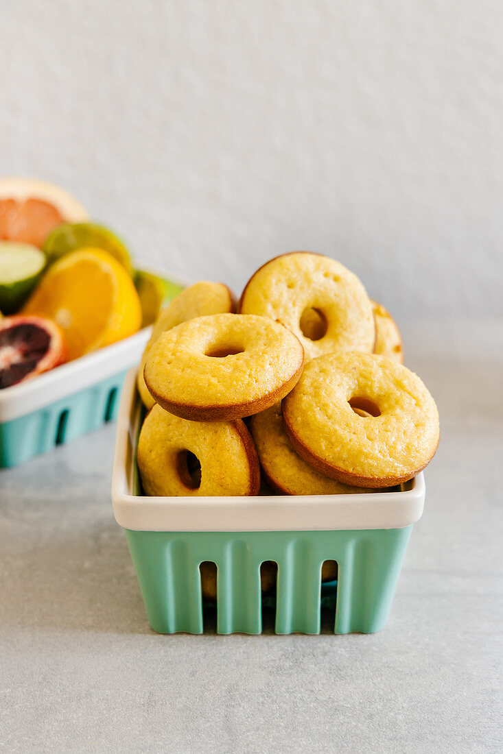 Baked almond and orange donuts
