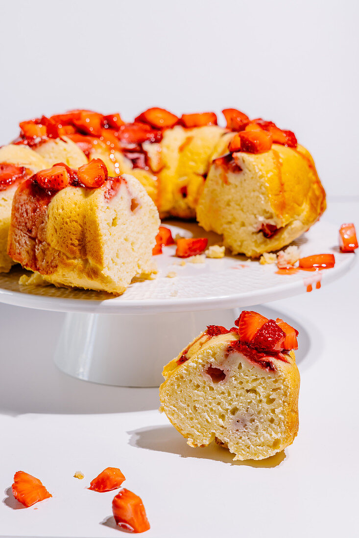Strawberry vanilla yogurt bundt cake