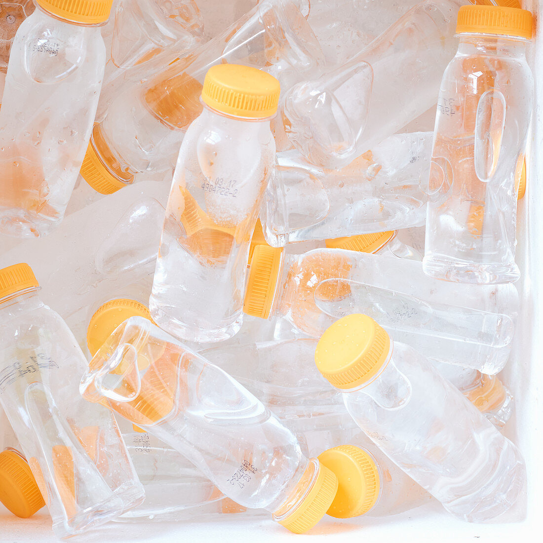 Chilled plastic water bottles