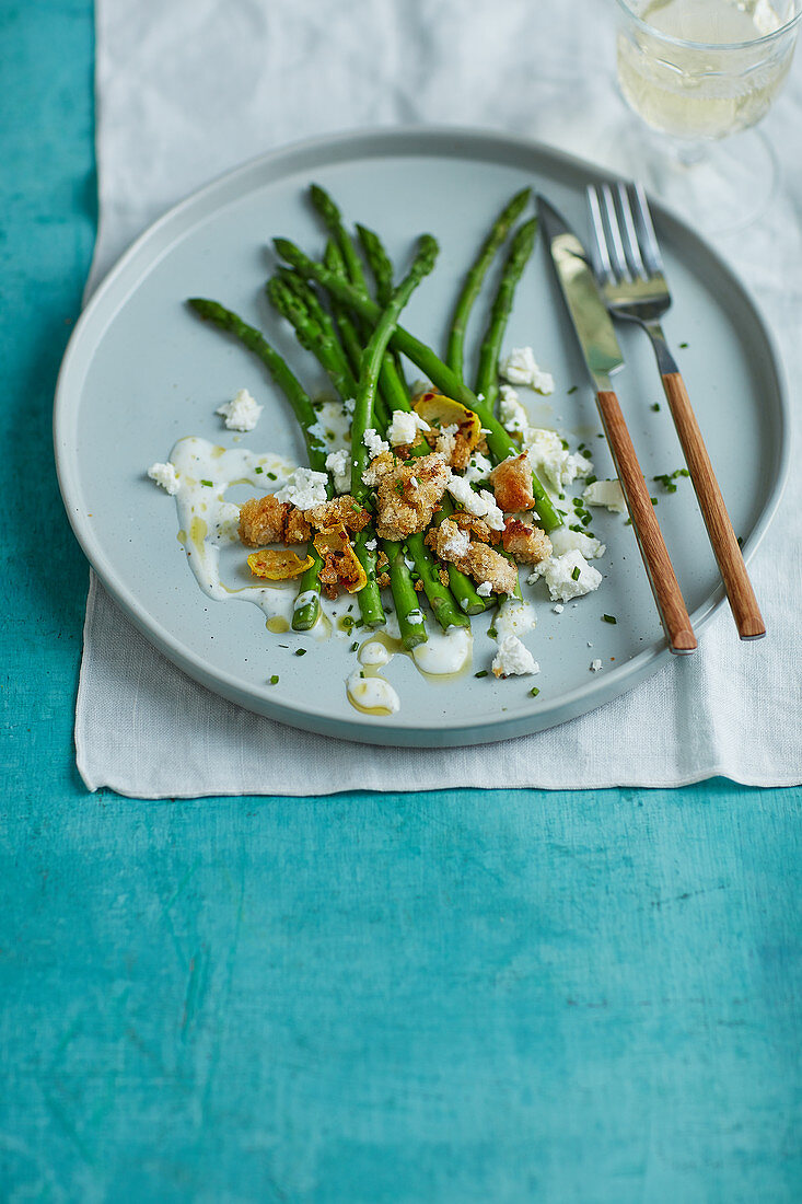Asparagus and feta salad with buttermilk dressing