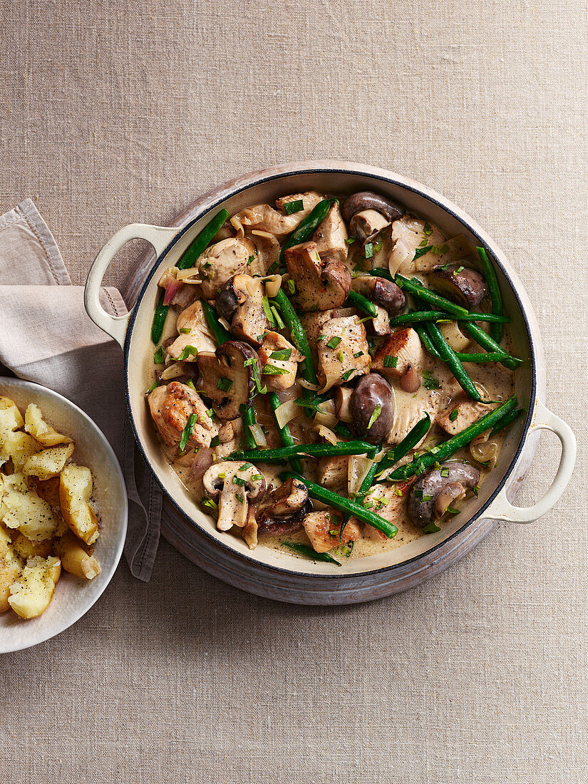 Chestnut Mushroom and Chicken Stew with Creamy Tarragon Sauce