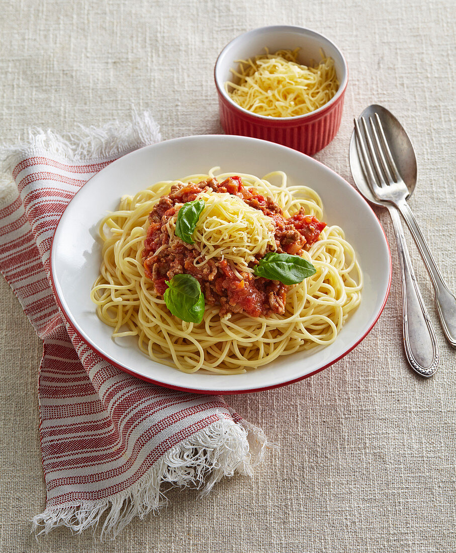 Ein Teller Spaghetti Bolognese