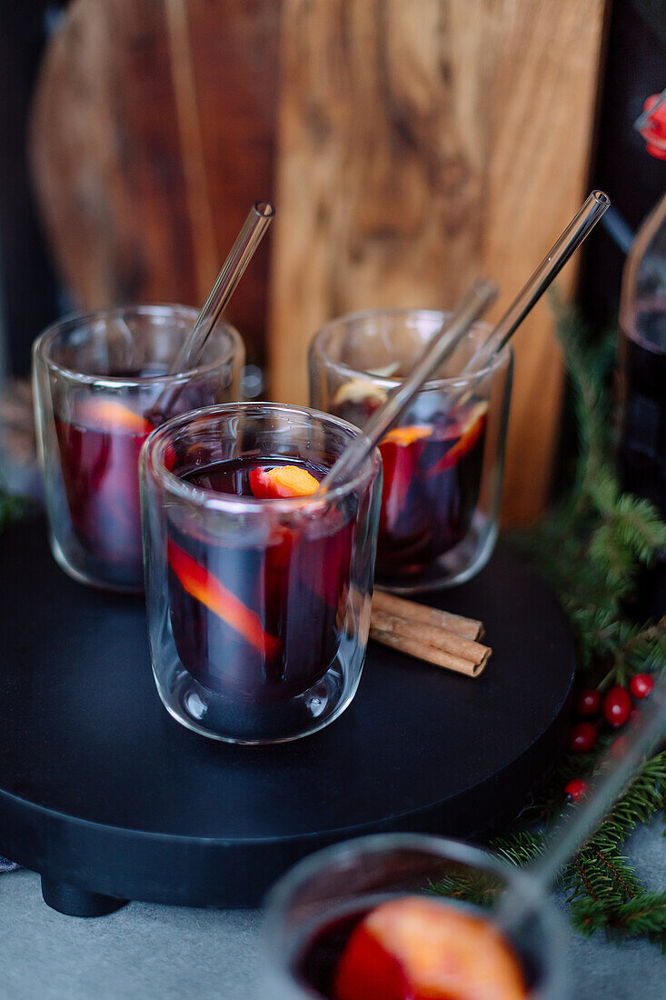 Glühwein in Gläsern