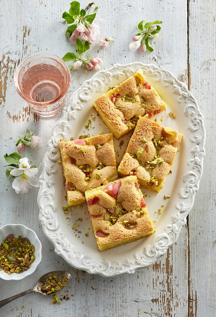 Rhubarb and pistachio cuts