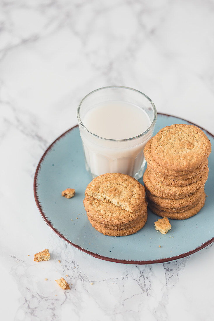 Oatmeal cookies and milk