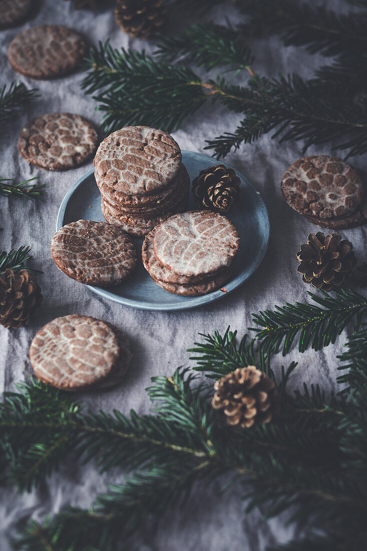 Lebkuchenplätzchen mit Stempeldruck