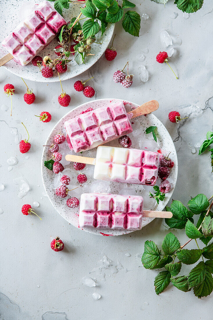 Himbeer-Joghurt-Eis am Stiel