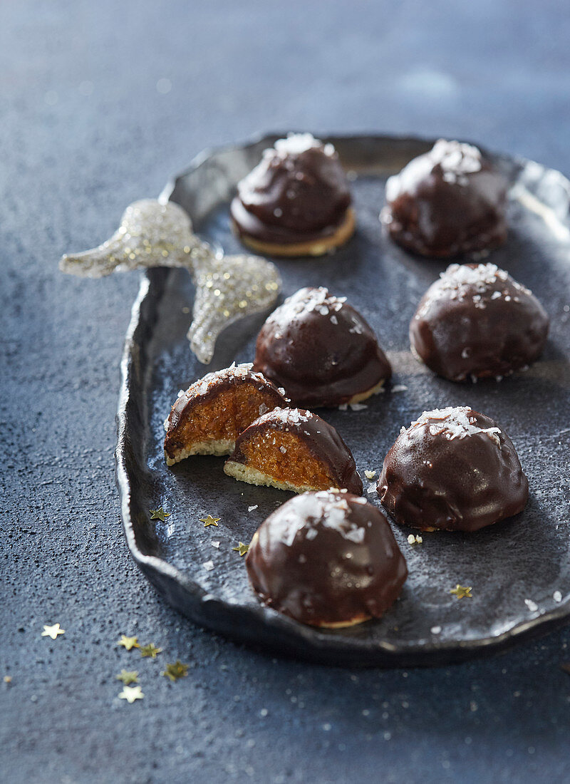 Chocolate balls with dried apricots