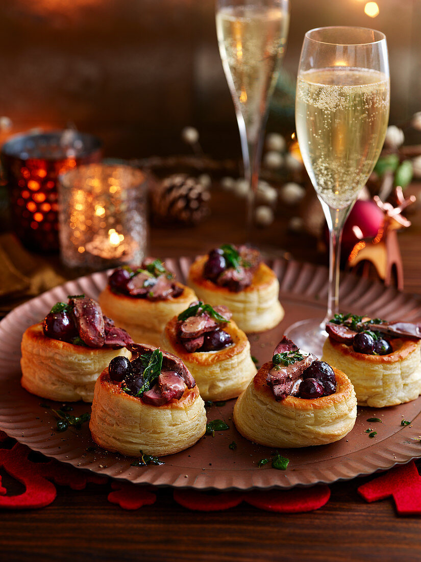 Pigeon and grape Vol-au-vents