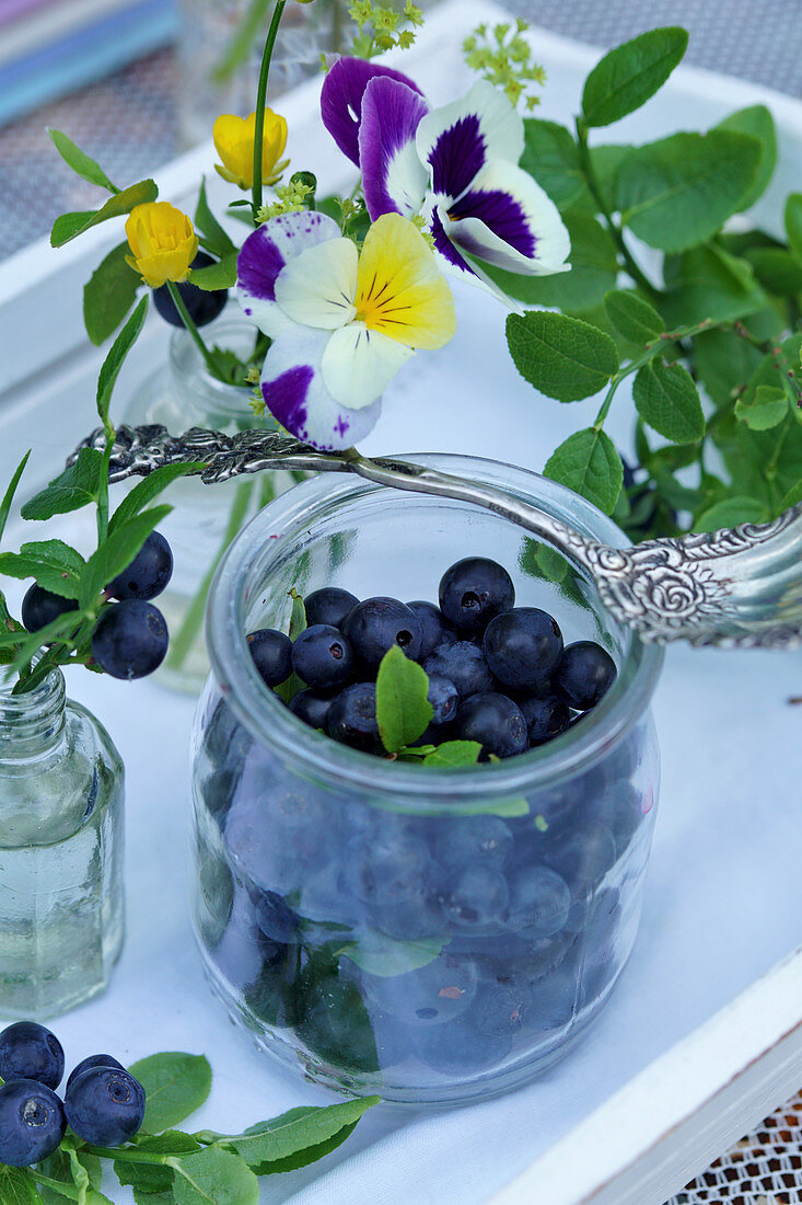 Forest blueberries in a glass