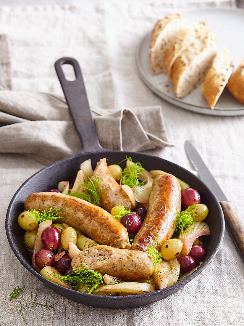 Italian sausages with grapes