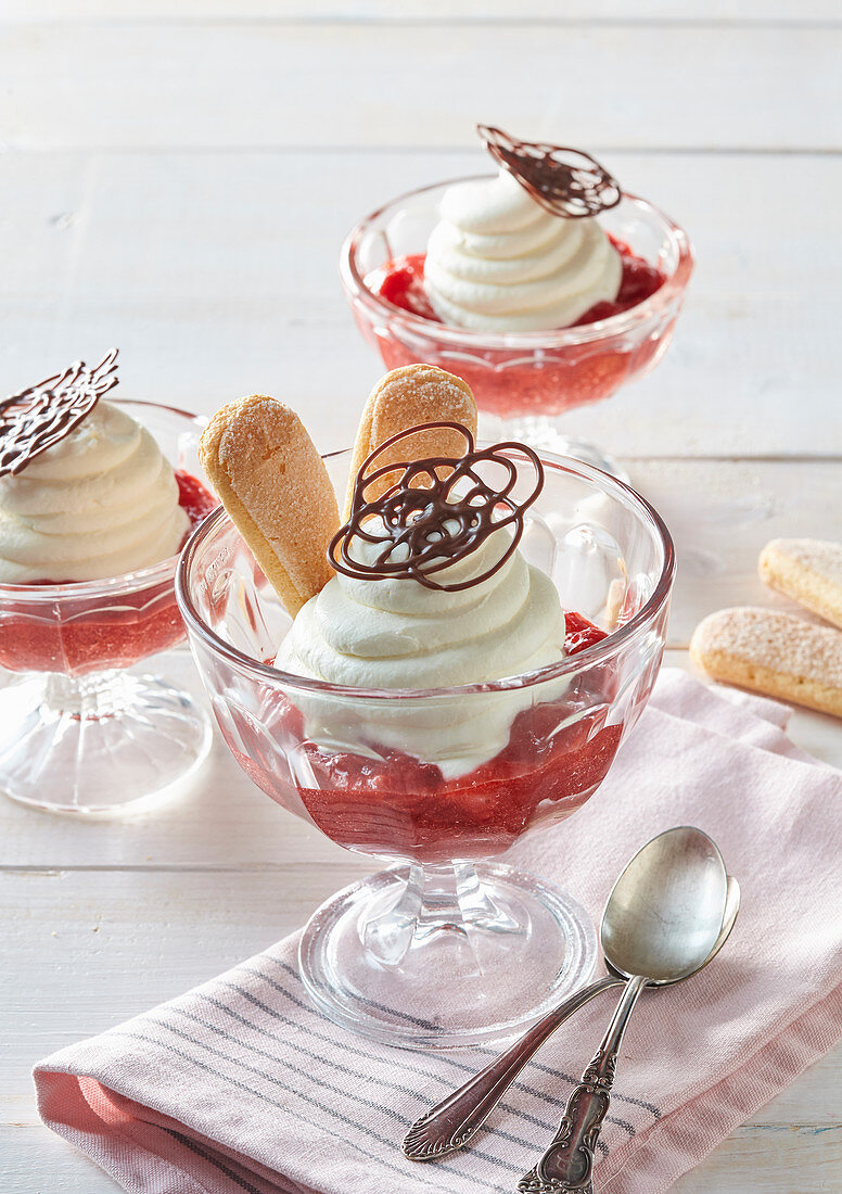 Strawberry dessert in goblet
