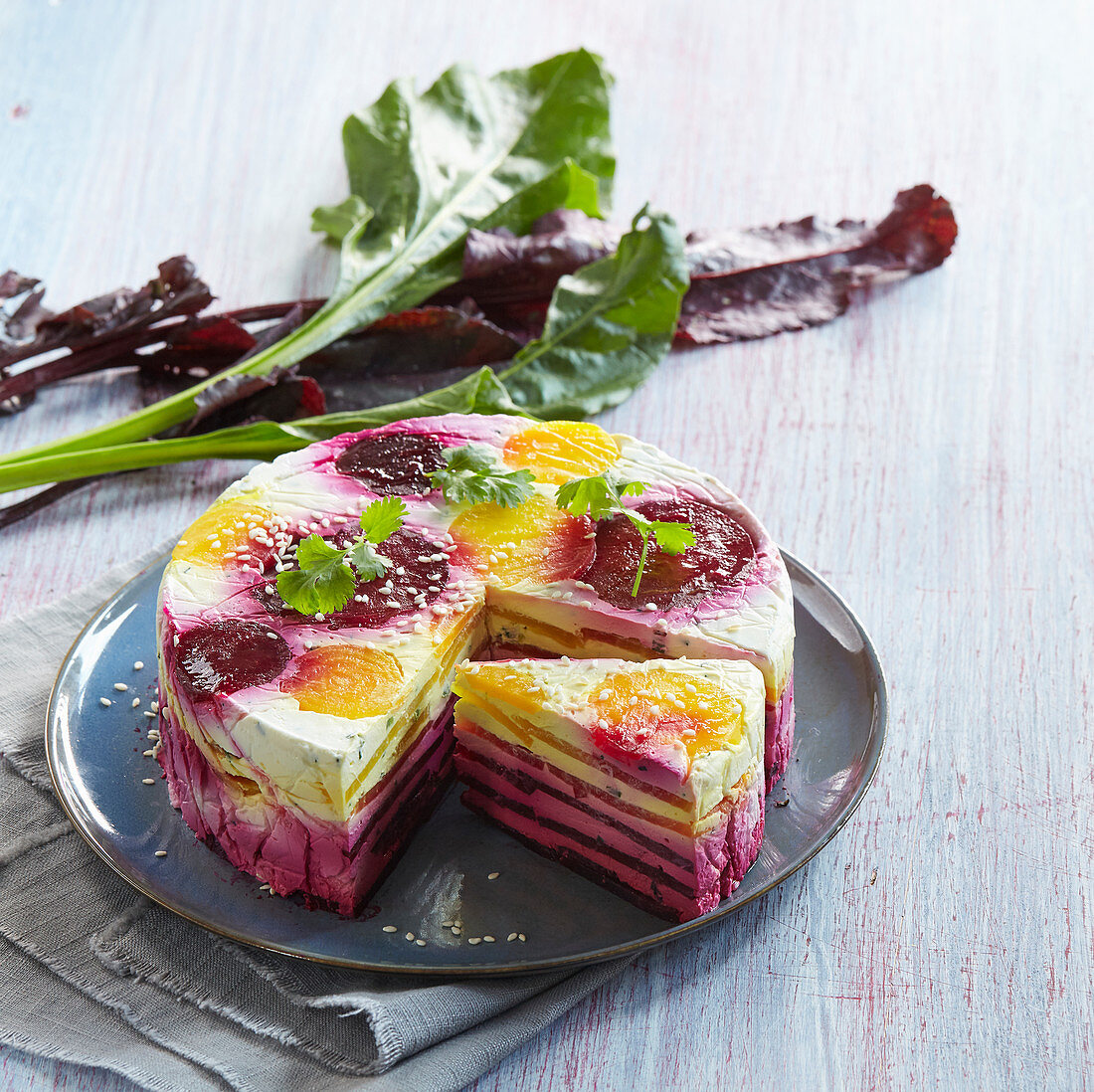 Salty cake with beetroot