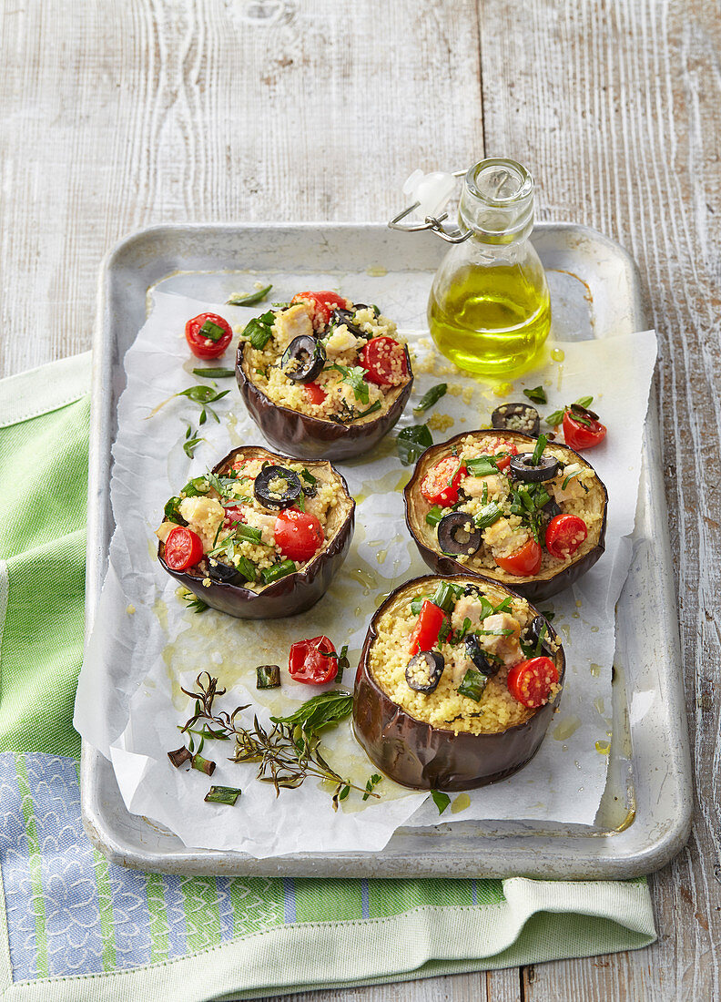 Gratinated eggplant with couscous