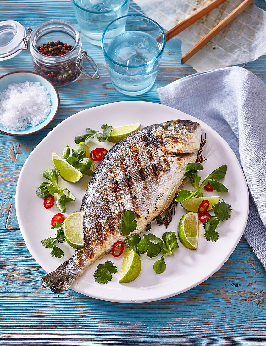 Grilled bream with herbs