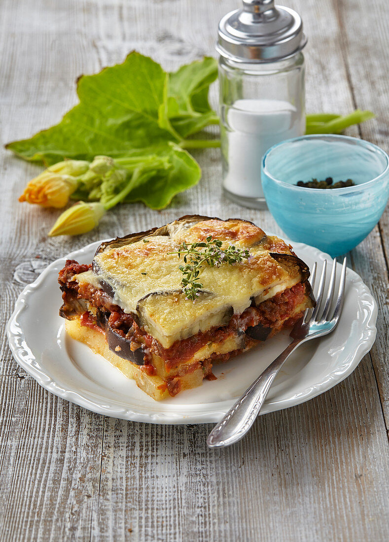 Greek moussaka with eggplant