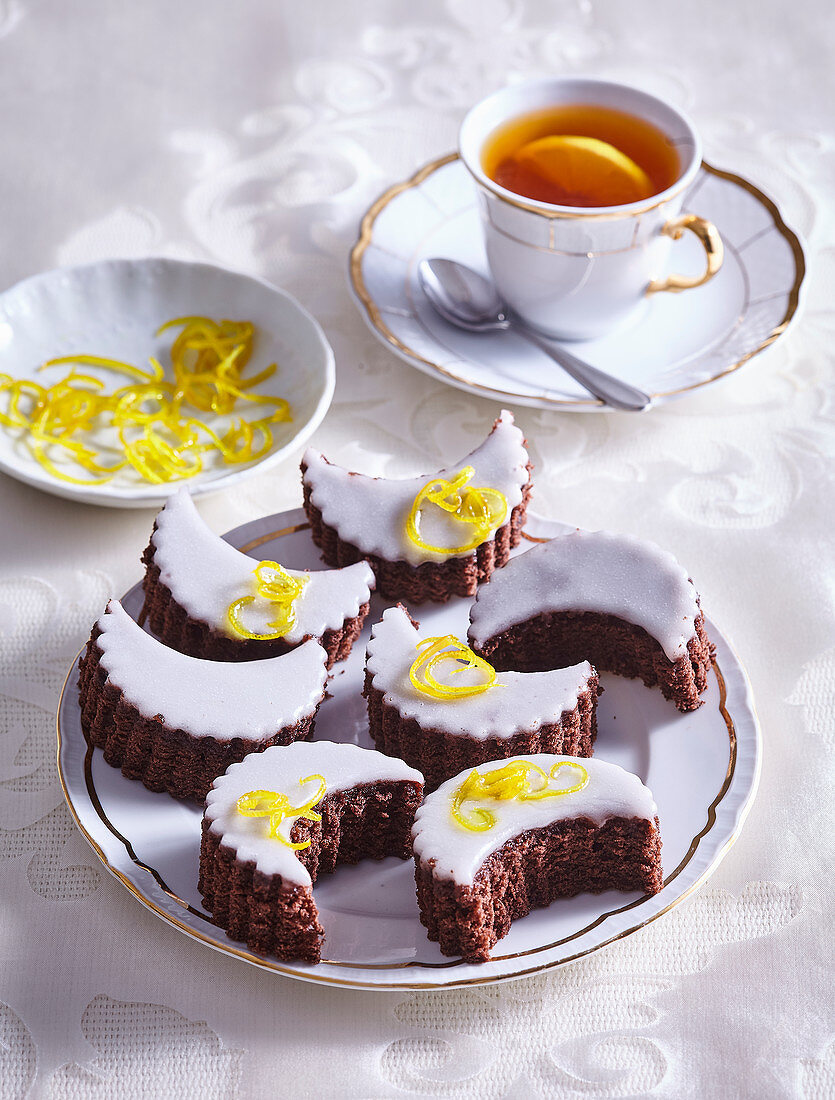 Rum crescent tea cakes with lemon zest