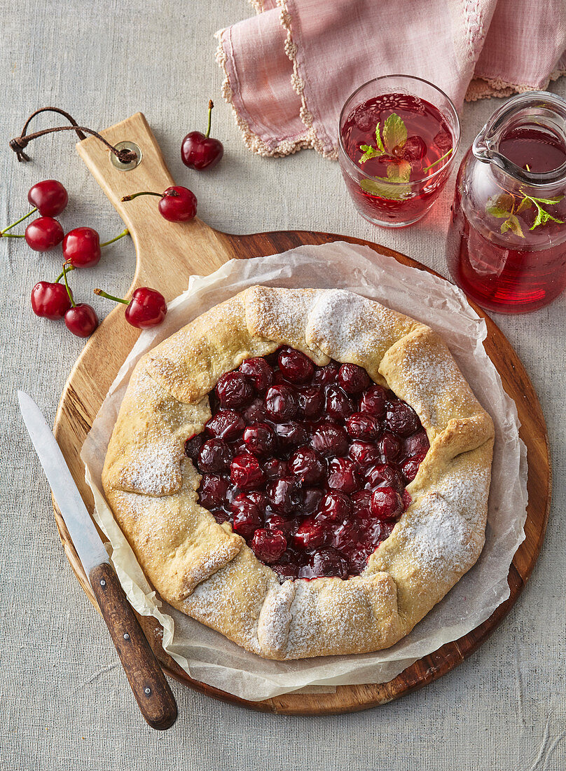 Oat galette with cherries